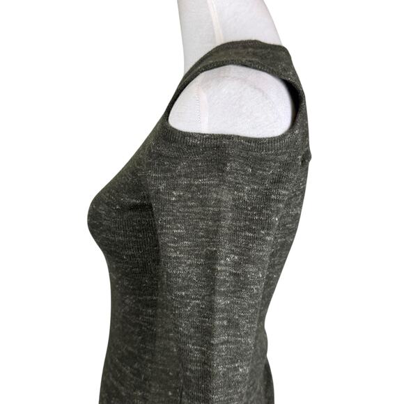 Current Elliott The Melange 0 Green Cold Shoulder Wool Linen Blend Knit Sweater - Picture 8 of 16